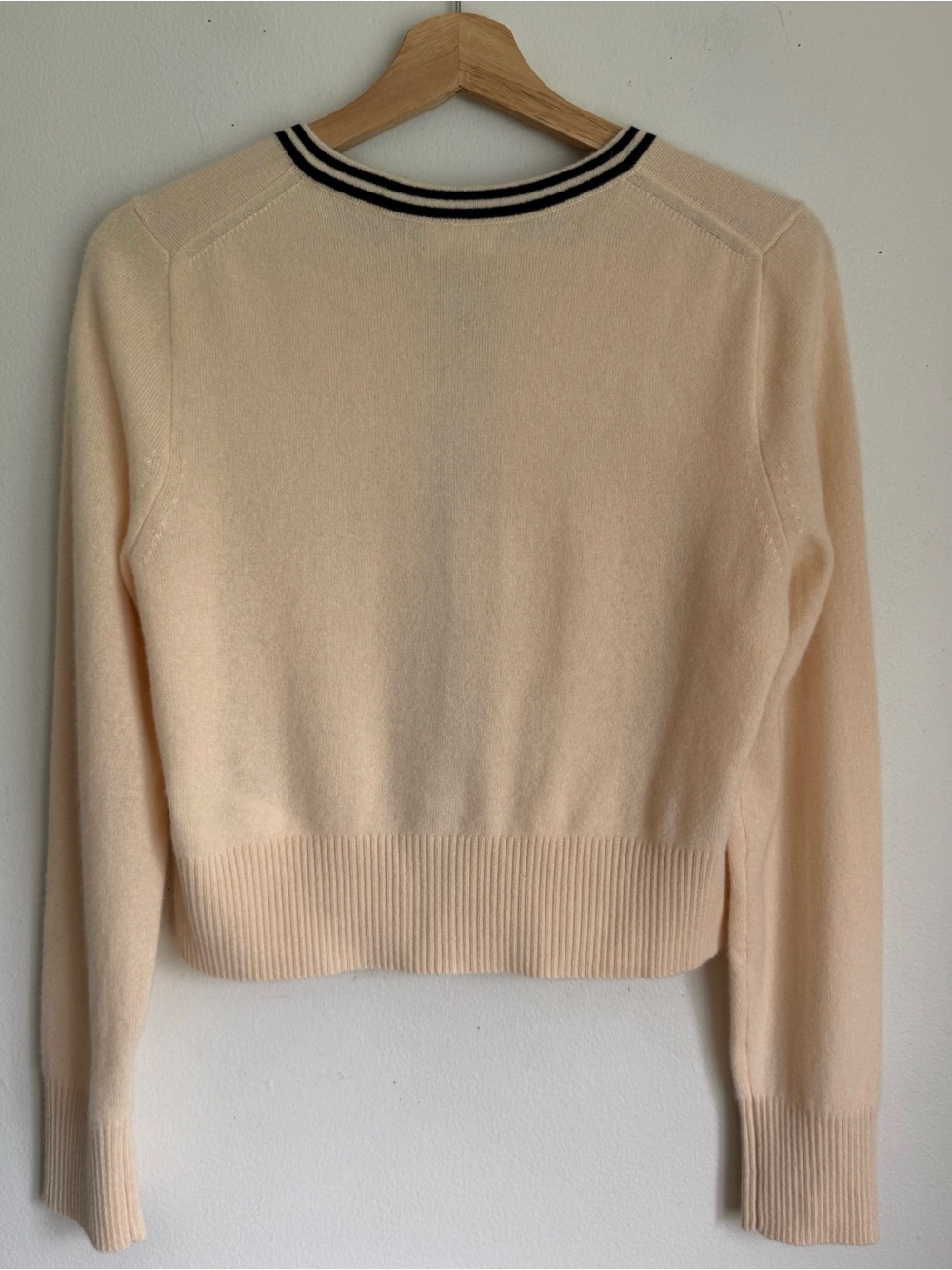 J. Crew Cashmere Lady Sweater with Contrast Trim in Buttercream Black - Picture 5 of 10
